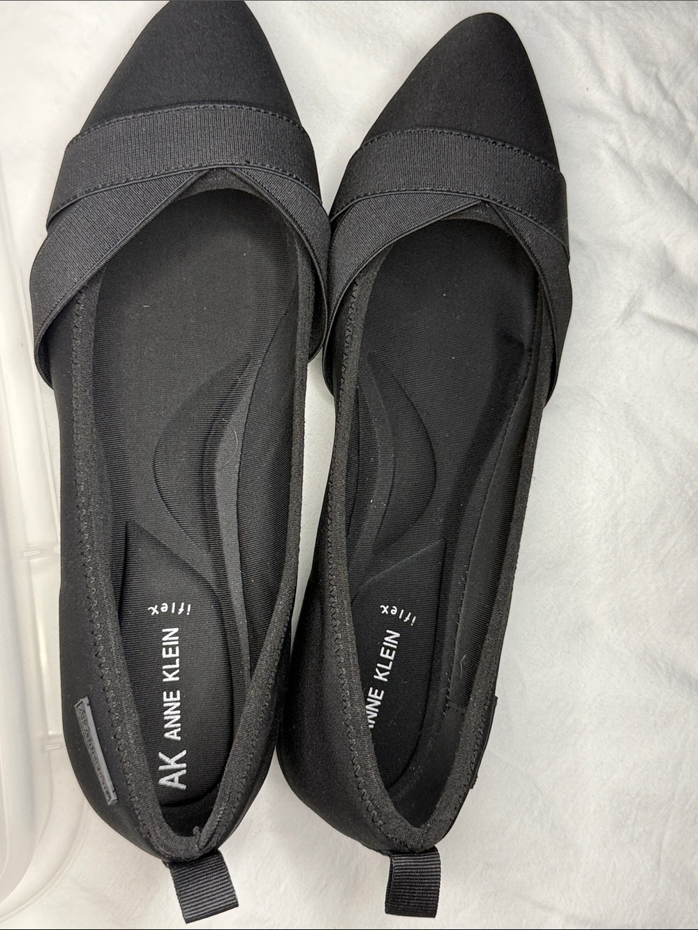 Anne Klein Black Pointed D'Orsay Flex Flats NWOT